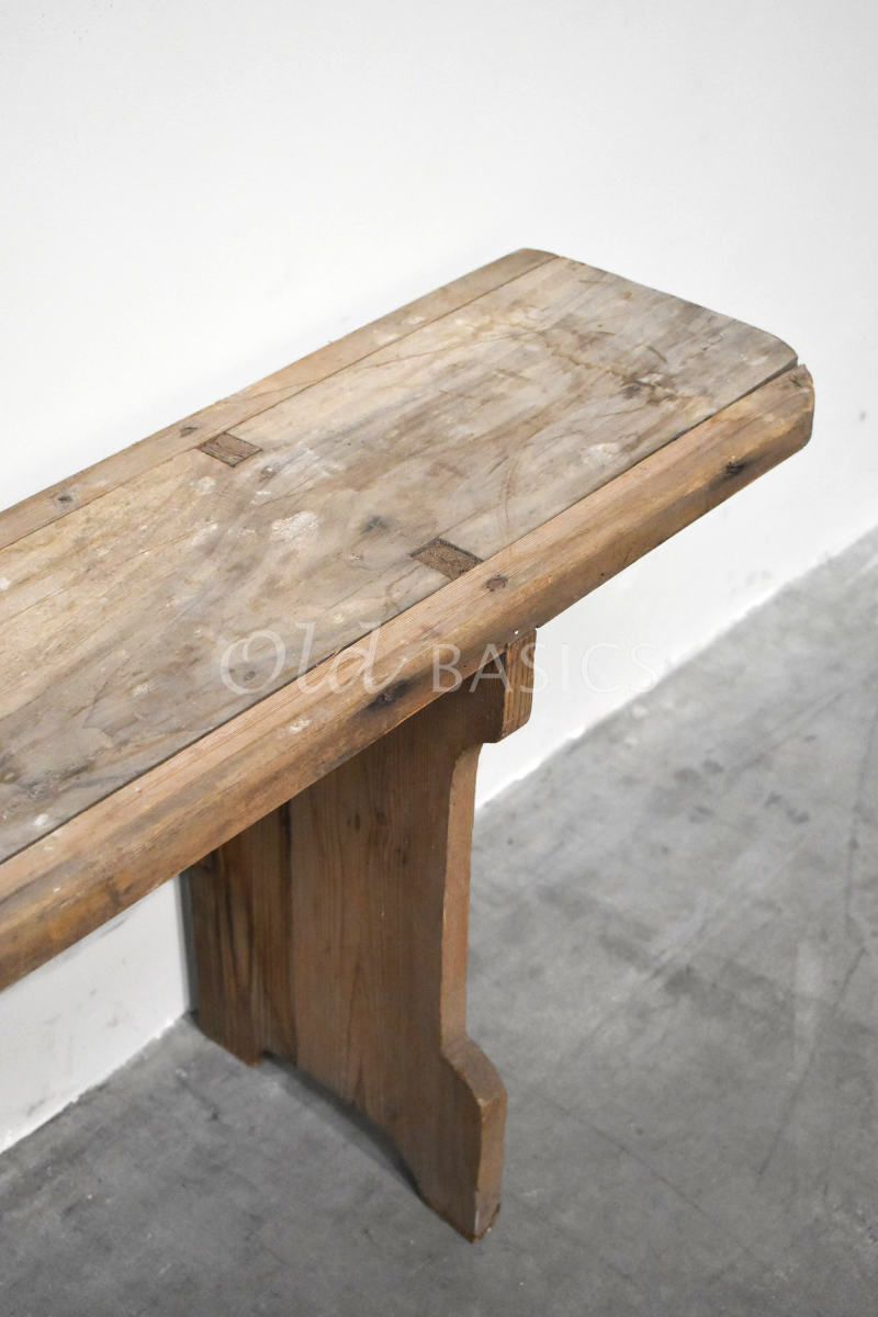 Detail van Houten bank, naturel, bruin, materiaal hout